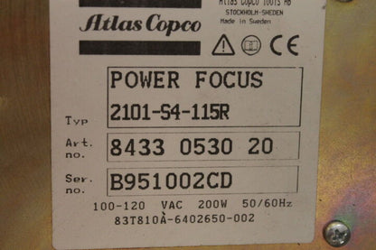 ATLAS COPCO 2101-S4-115R TENSOR S4 POWER FOCUS CONTROLLER 8433 0530 20
