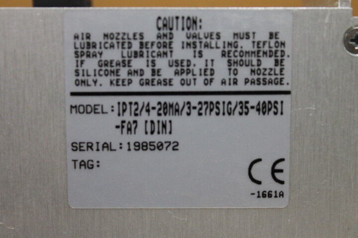 Moore Industries IPT2/4-20MA/3-27SIG/35PSI-FA7 Current/Pressure Transmitter IPT2