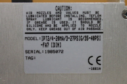 Moore Industries IPT2/4-20MA/3-27SIG/35PSI-FA7 Current/Pressure Transmitter IPT2