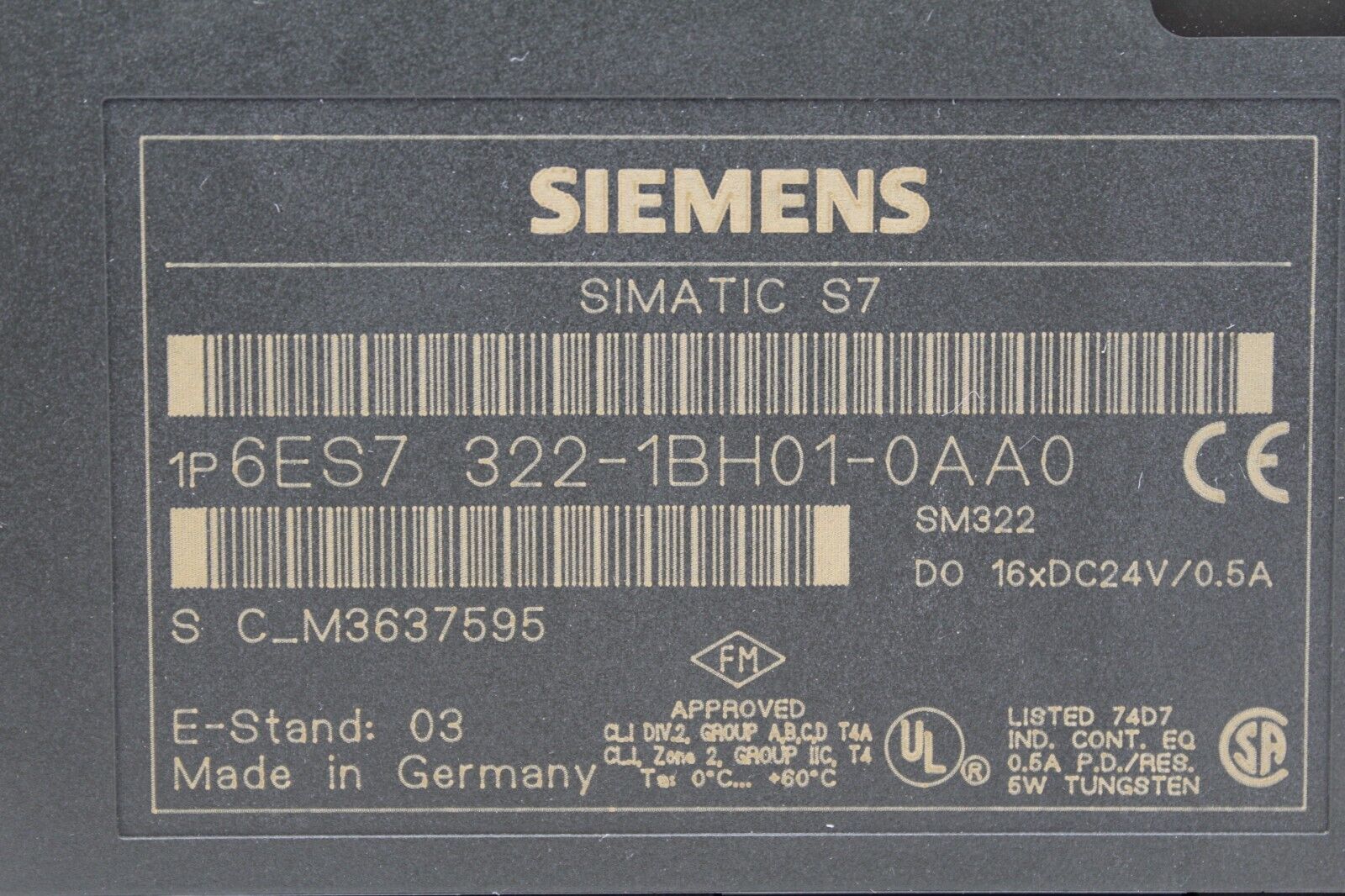 Siemens 6ES7 322-1BH01-0AA0 Output Module *No Cover