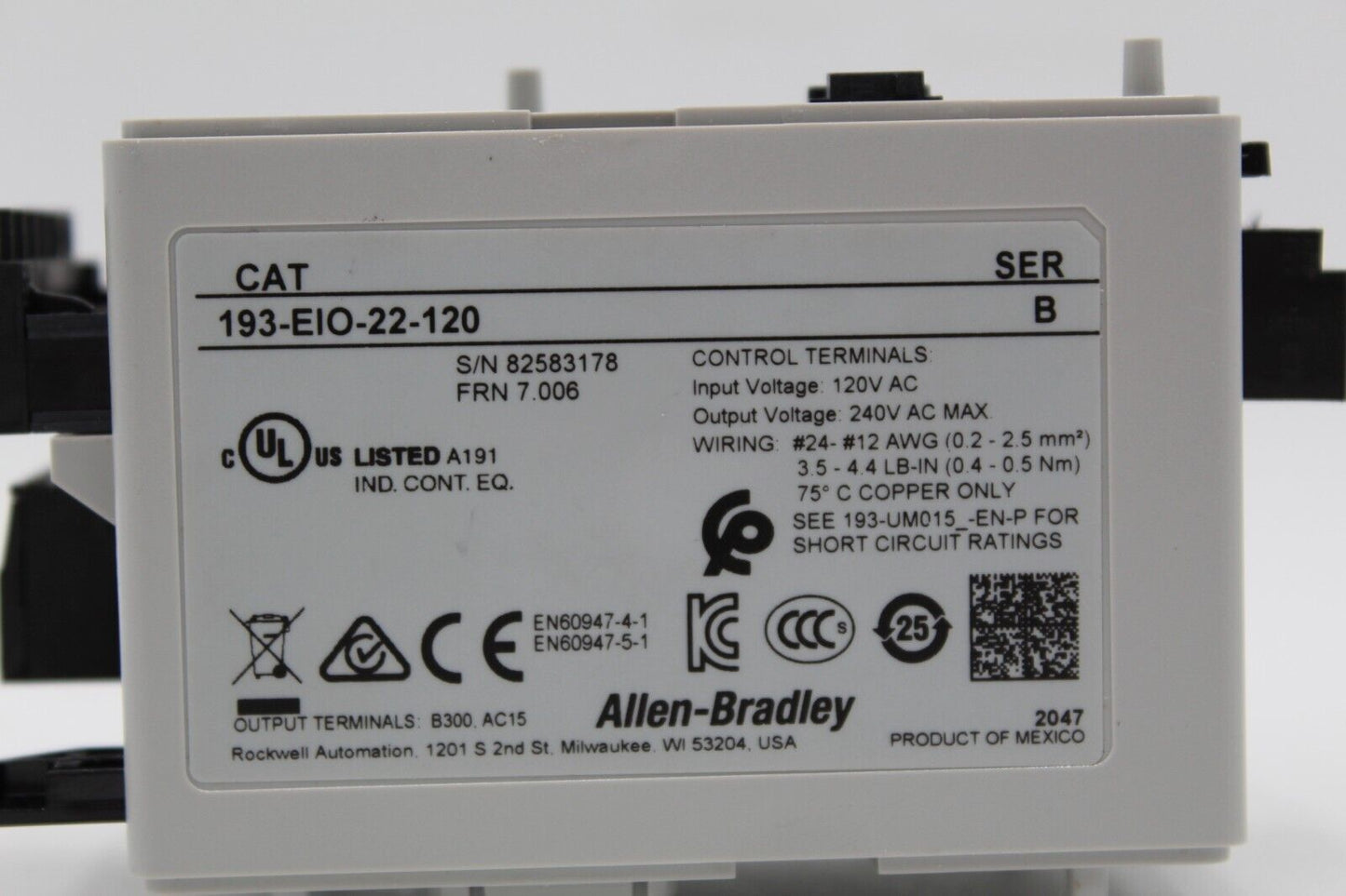 Allen-Bradley 193-EIO-22-120 Control Module