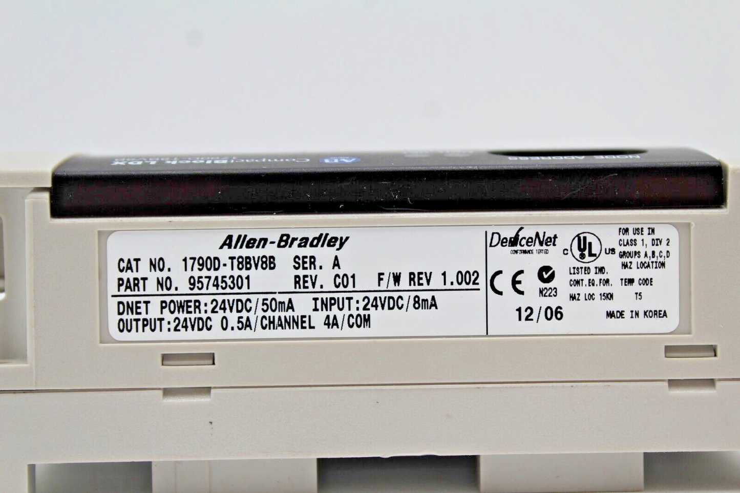 Allen-Bradley 1790D-T8BV8B CompactBlock LDX Point Base Block