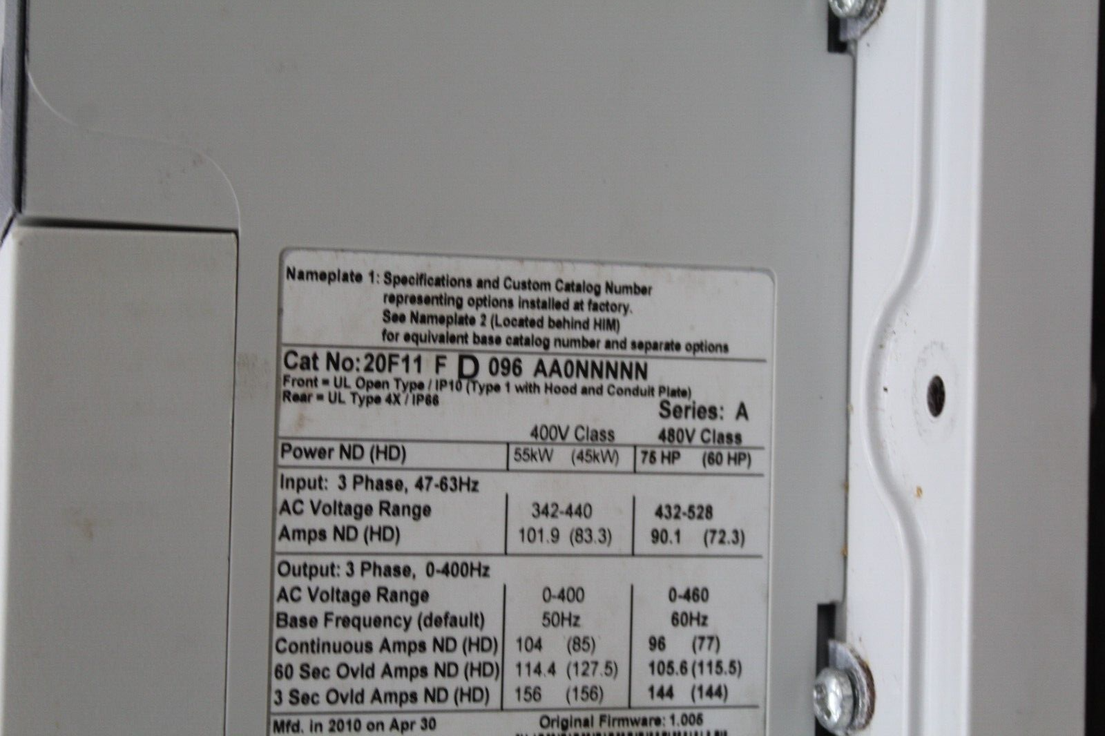 Allen Bradley 20F11FD096AA0NNNNN PowerFlex 753