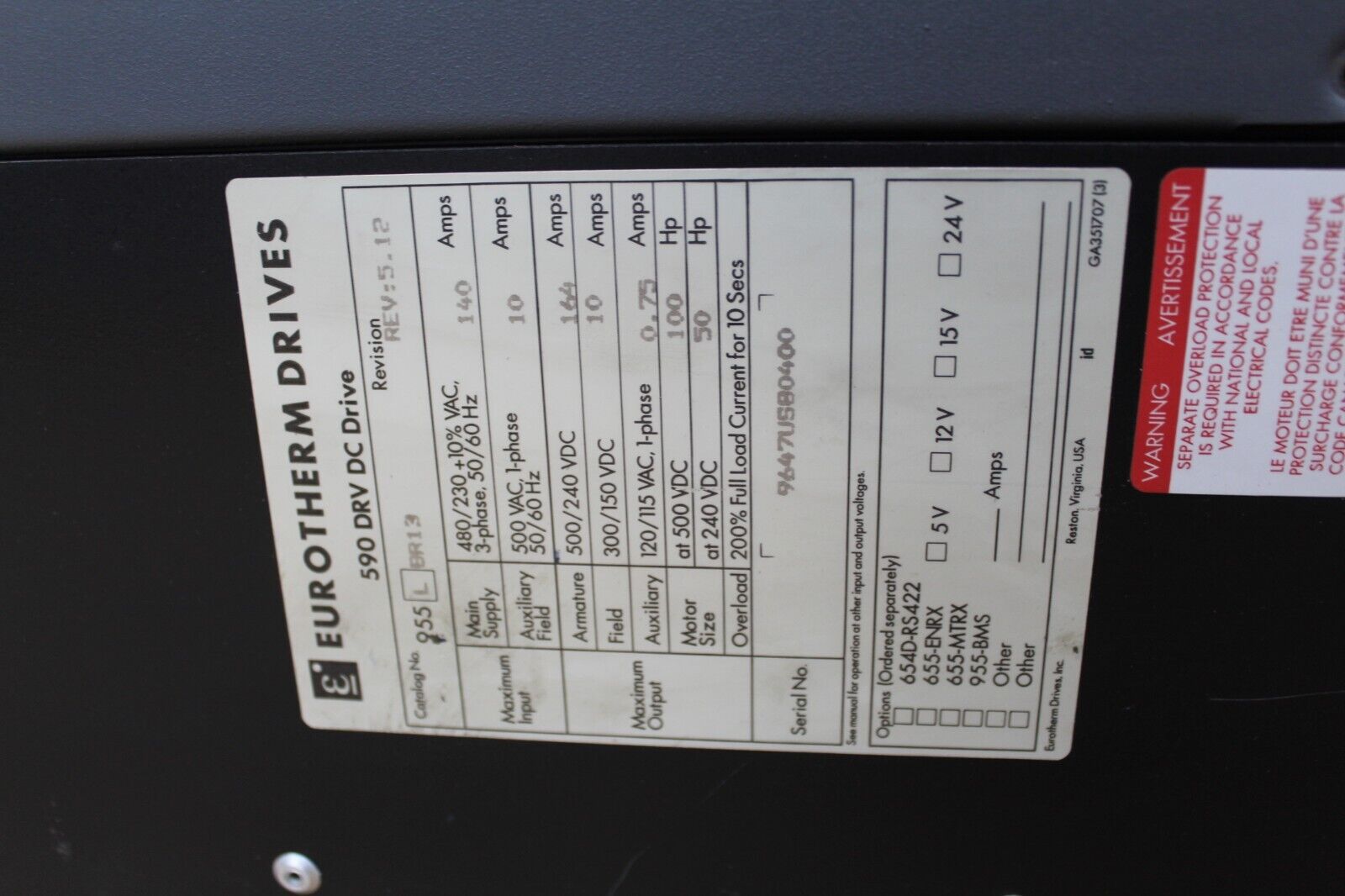 Eurotherm Drives 955L8R13 590 Link DC Drive