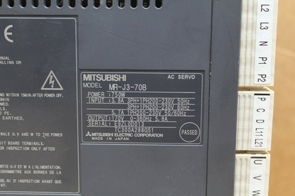 Mitsubishi MR-J3-70B AC Servo 