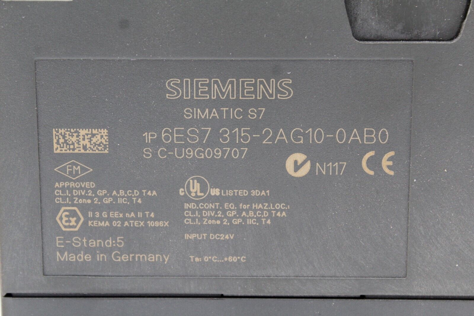 Siemens 6ES7315-2AG10-0AB0 Processor Broken Mount*