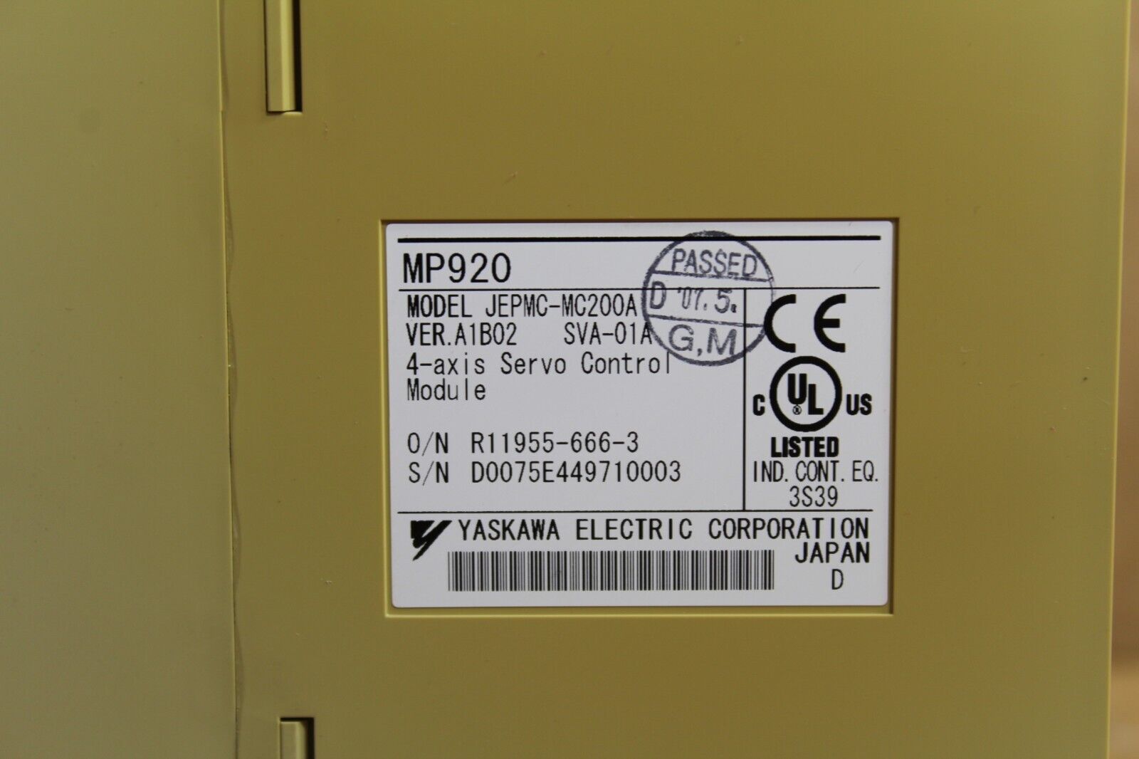 Yaskawa Electric JEPMC-MC200A Servo Control Module