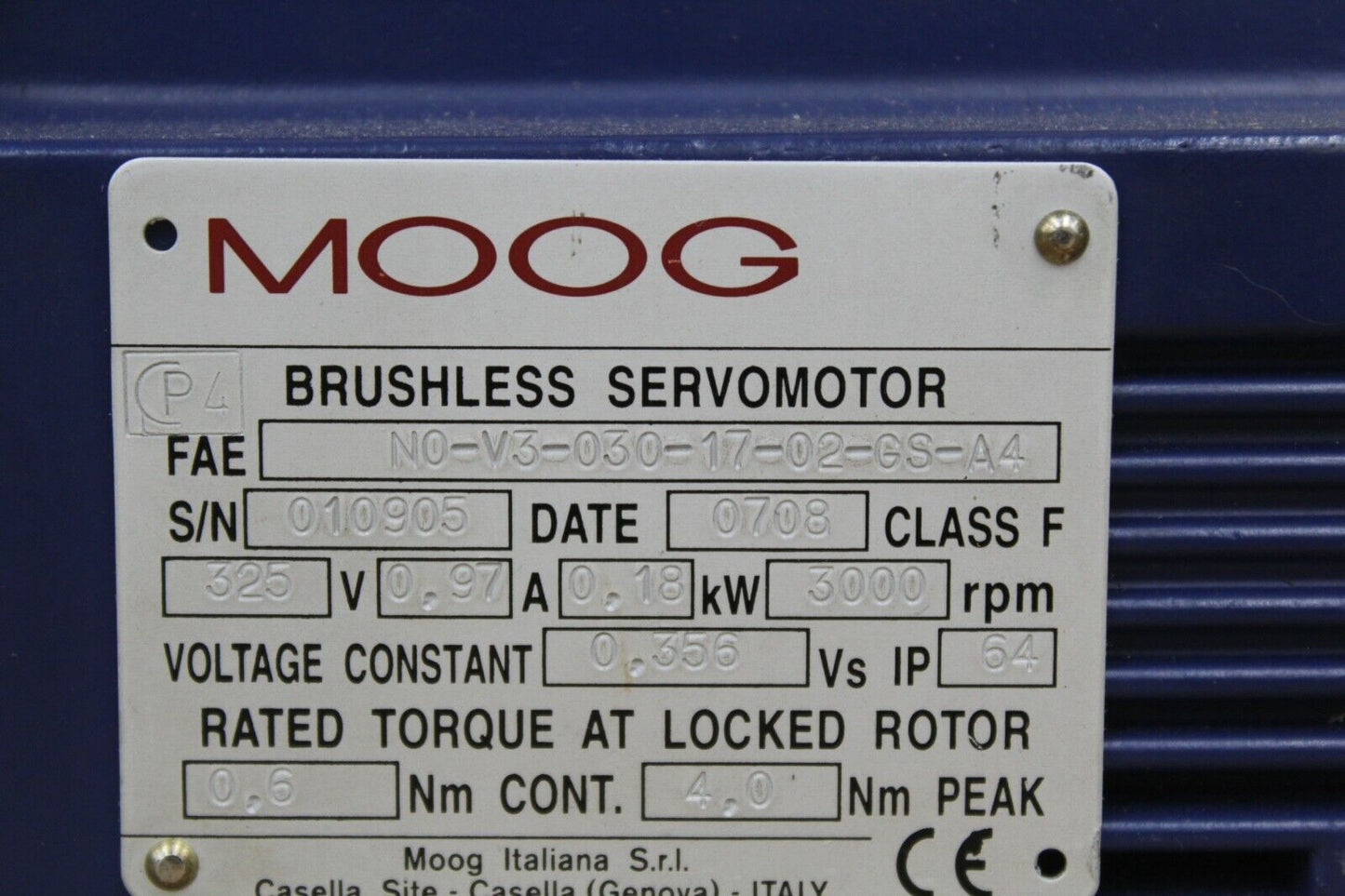 Moog N0-V3-030-17-02-GS-A4 Motor