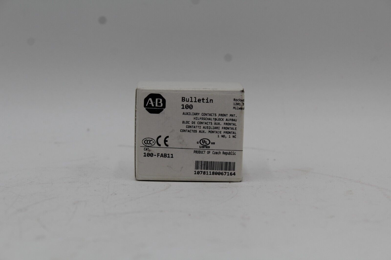 Allen-Bradley 100-FAB11 Front Mnt. Auxiliary Contact