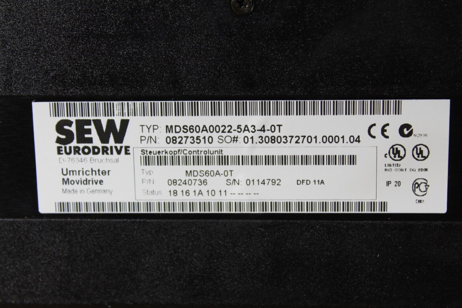 Sew EuroDrive MDS60A0022-5A3-4-0T MoviDrive 22hp