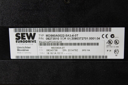 Sew EuroDrive MDS60A0022-5A3-4-0T MoviDrive 22hp