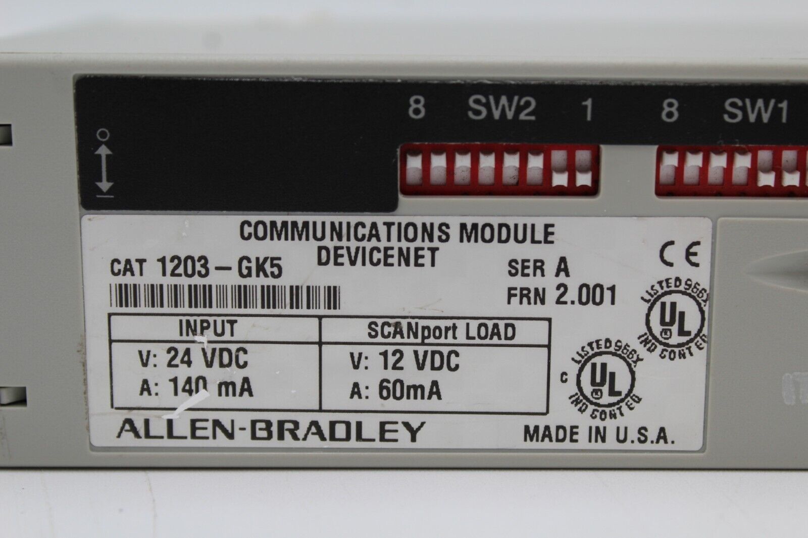 Allen-Bradley 1203-GK5 DeviceNet Communications Module (Broken Din Rail Mount)