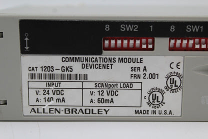 Allen-Bradley 1203-GK5 DeviceNet Communications Module (Broken Din Rail Mount)