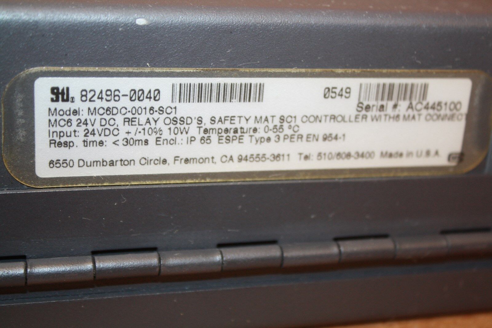 SCIENTIFIC TECHNOLOGIES MC6DC-0016 SAFETY MAT CONTROLLER