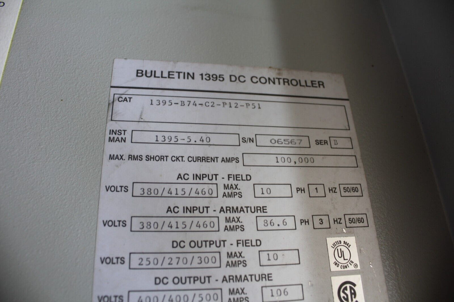 Allen Bradley 1395-B74-C2-P12-P51 Drive