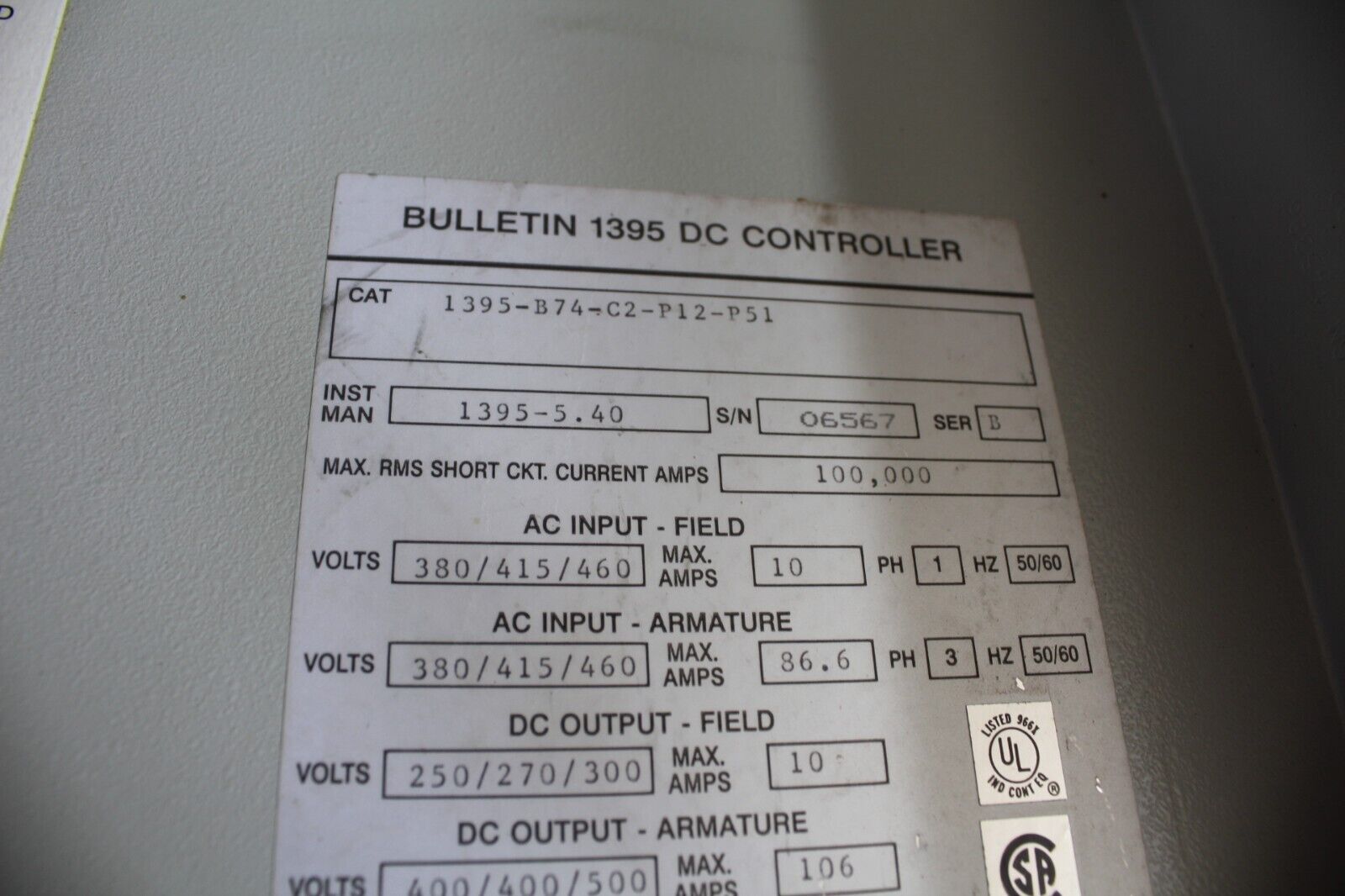 Allen Bradley 1395-B74-C2-P12-P51 Drive