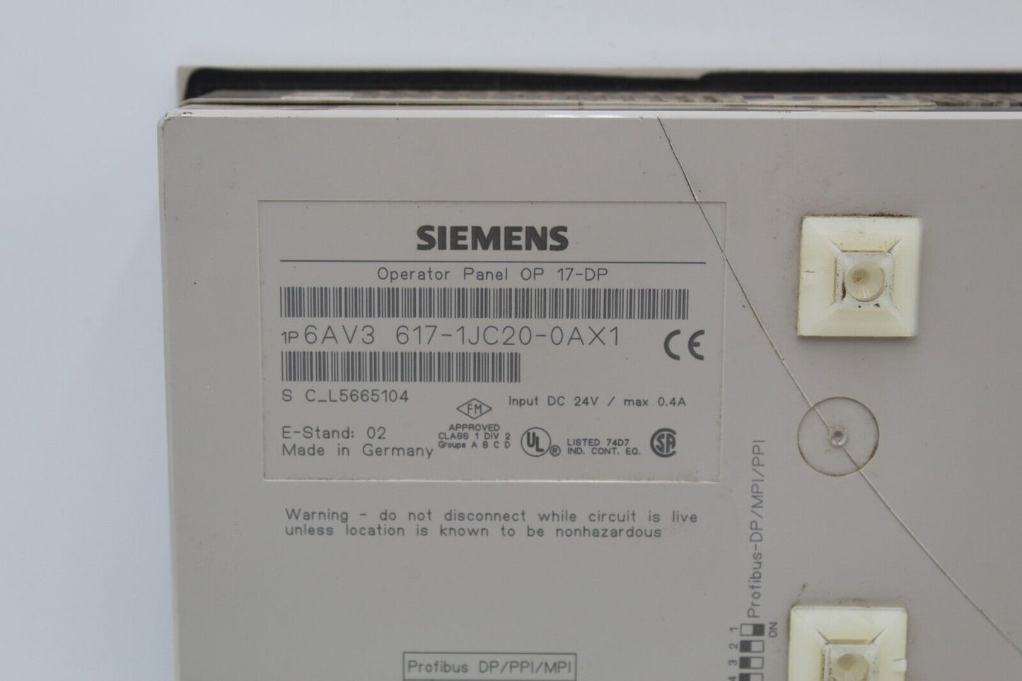 Siemens 6AV3 617-1JC20-0AX1 Operator Panel (Cracked Case)