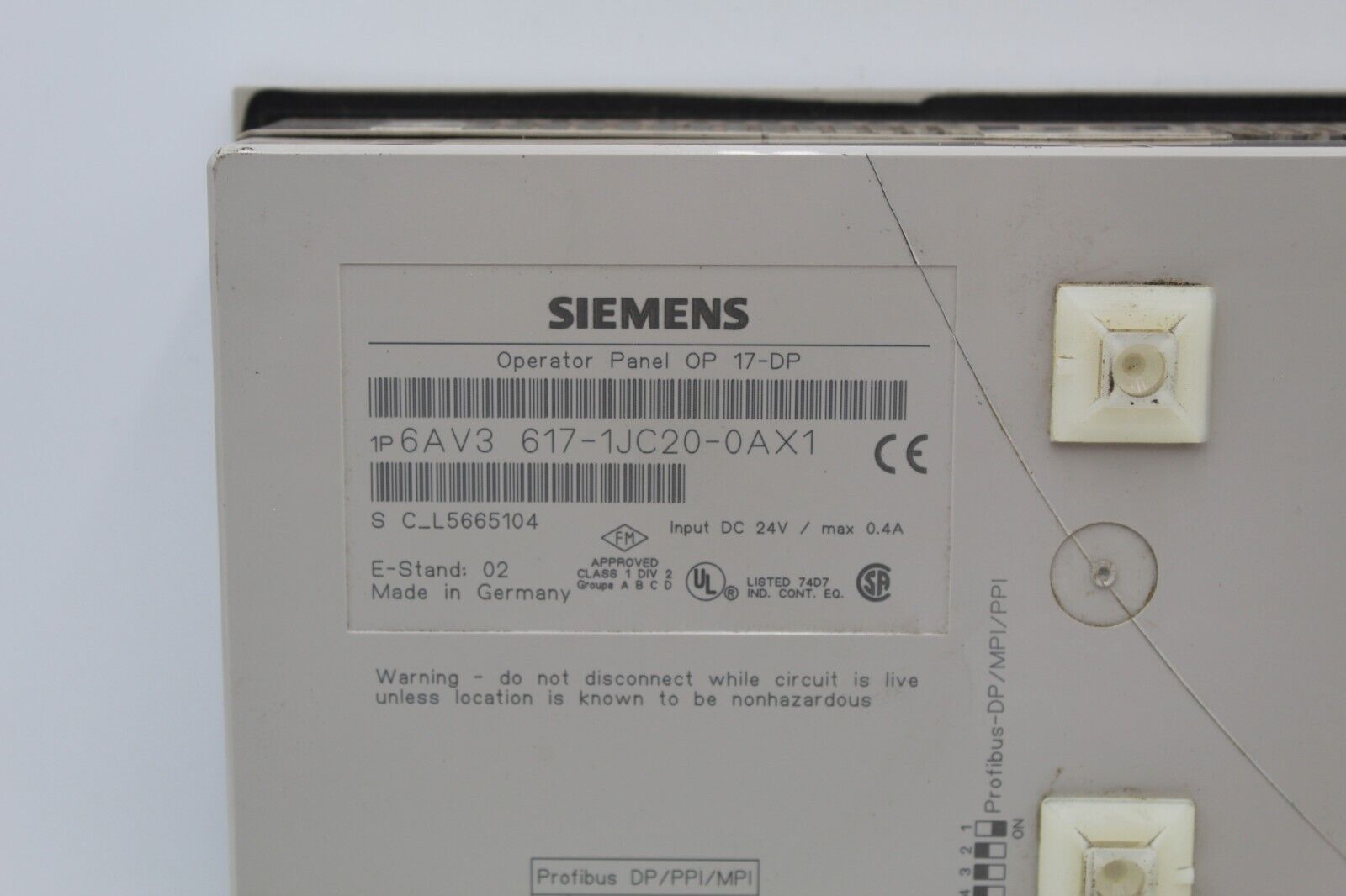 Siemens 6AV3 617-1JC20-0AX1 Operator Panel (Cracked Case)