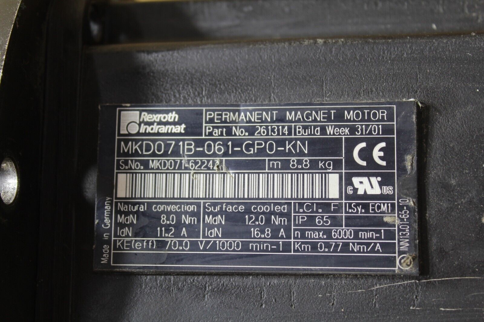 Rexroth Indramat MKD071B-061-GP0-KN Permanent Magnet Servo Motor