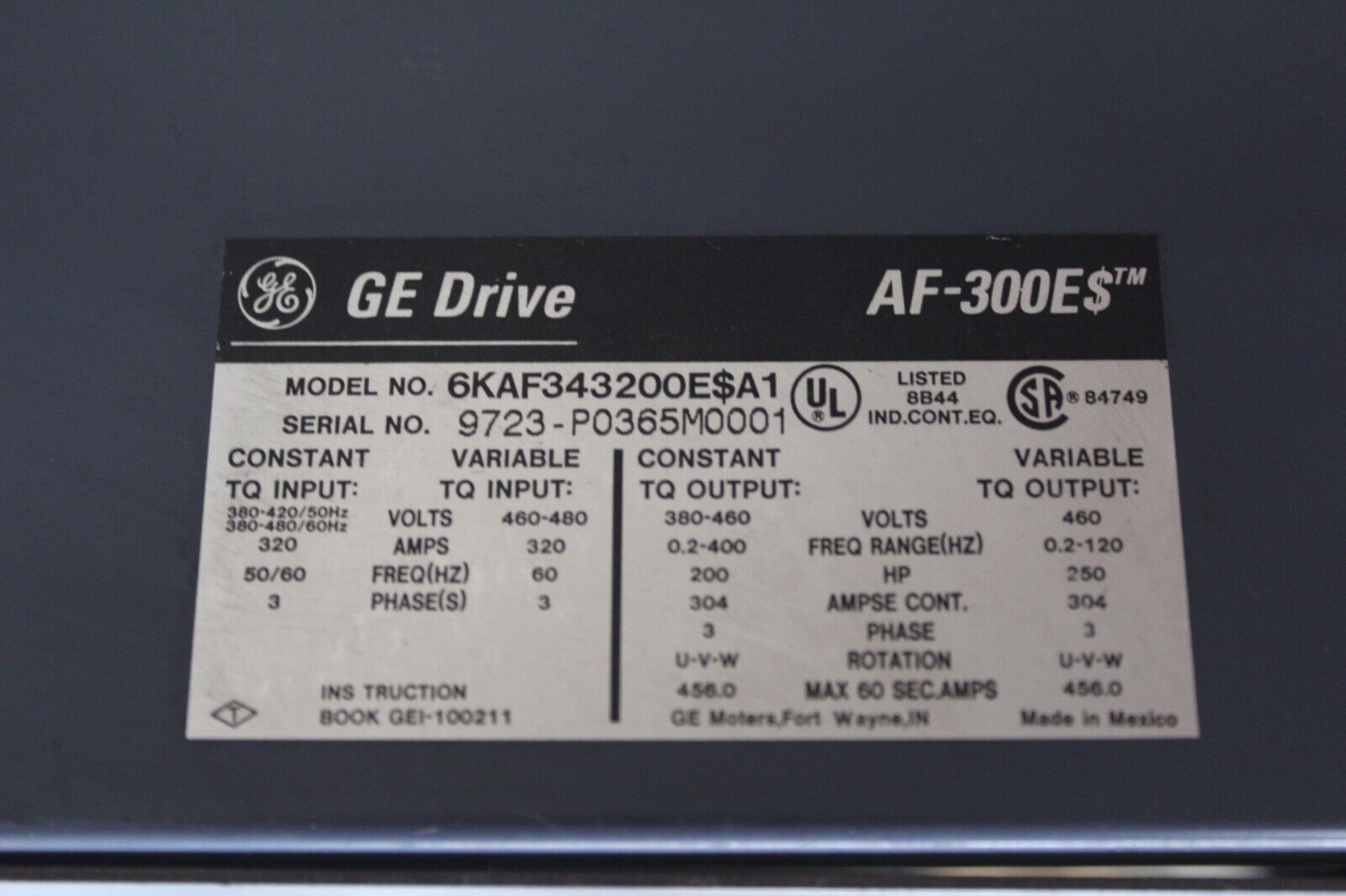 GE 6KAF343200E$A1 Drive
