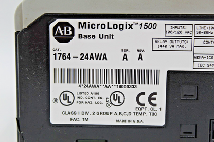 Allen-Bradley 1764-24AWA MicroLogix 1500 Base Unit (Small Cracks) (S)