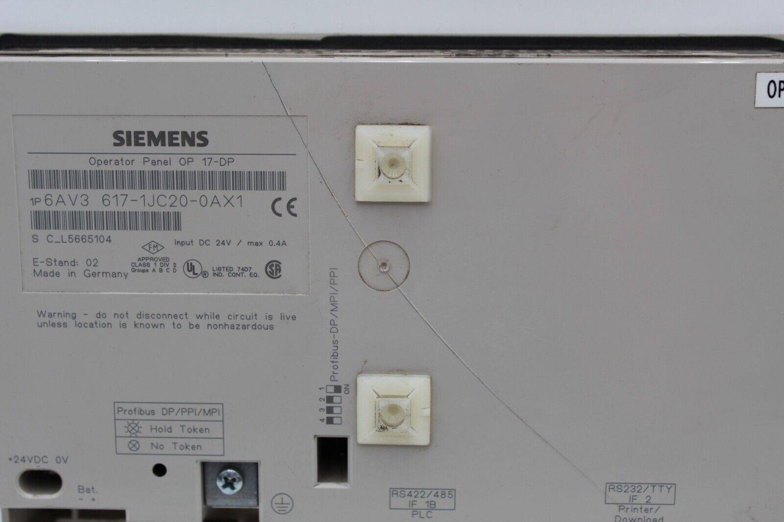 Siemens 6AV3 617-1JC20-0AX1 Operator Panel (Cracked Case)