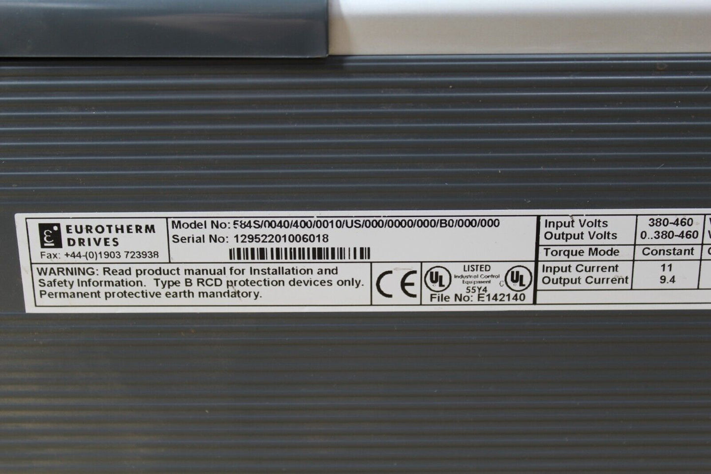 Eurotherm Drives 584S/0040/400/0010/US/000/0000/000/B0/000/000 Inverter