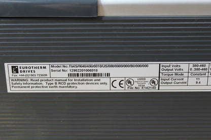 Eurotherm Drives 584S/0040/400/0010/US/000/0000/000/B0/000/000 Inverter