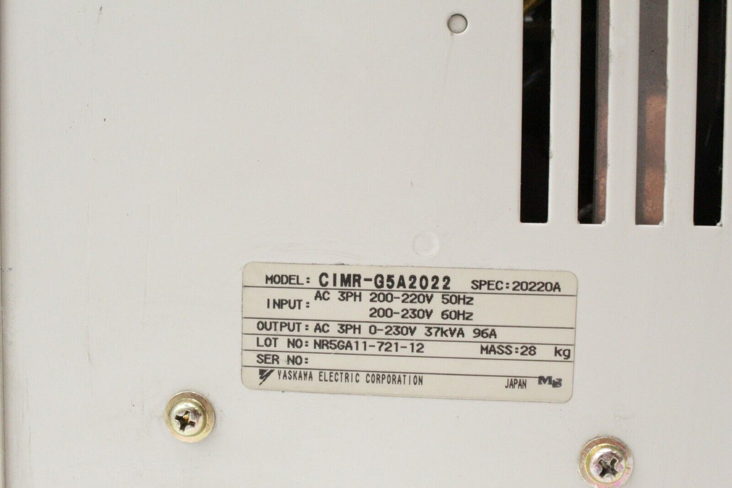 Yaskawa CIMR-G5A2022 616G5 Varispeed Inverter Drive