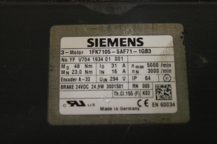 SIEMENS 1FK7105-5AF71-1GB3 SERVO MOTOR