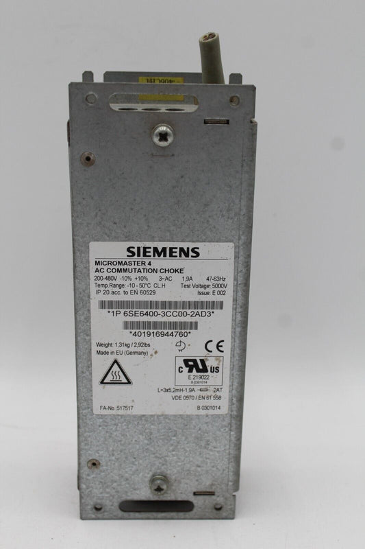 SIEMENS 6SE6400-3CC00-2AD3 MICROMASTER 4 AC COMMUNICATION CHOKE