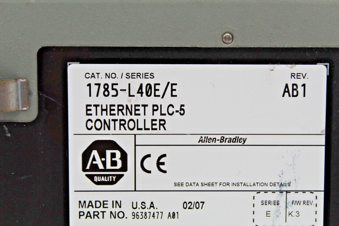 Allen Bradley 1785-L40E/E Processor