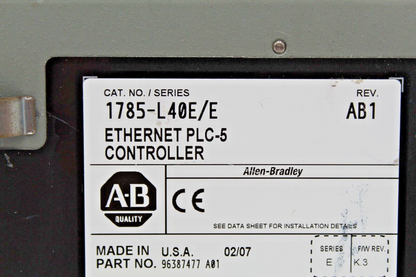 Allen Bradley 1785-L40E/E Processor