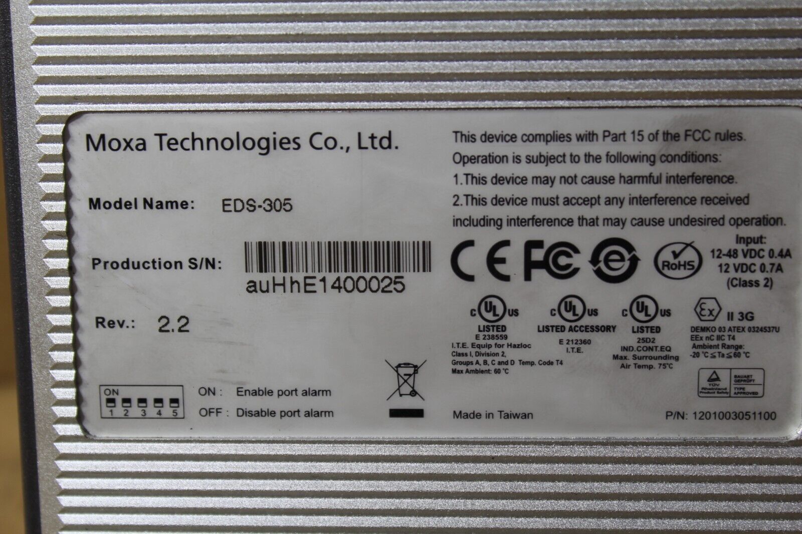 Moxa Technologies EDS-305 Ethernet Fiber Switch