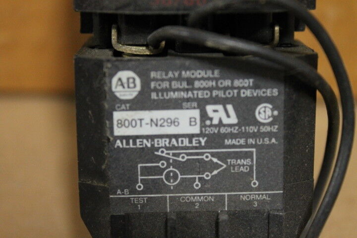 Allen-Bradley 800T-PBT16 Illuminated Push Button Green with 800T-N296 & Bezel