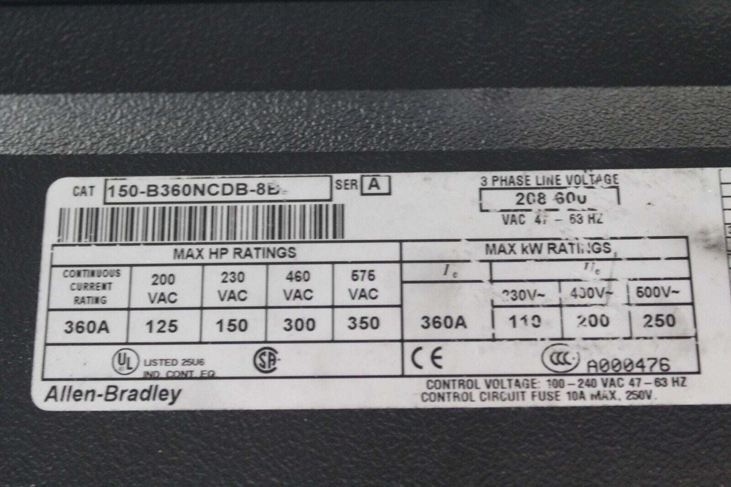 Allen Bradley 150-B360NCDB-8B Soft Start