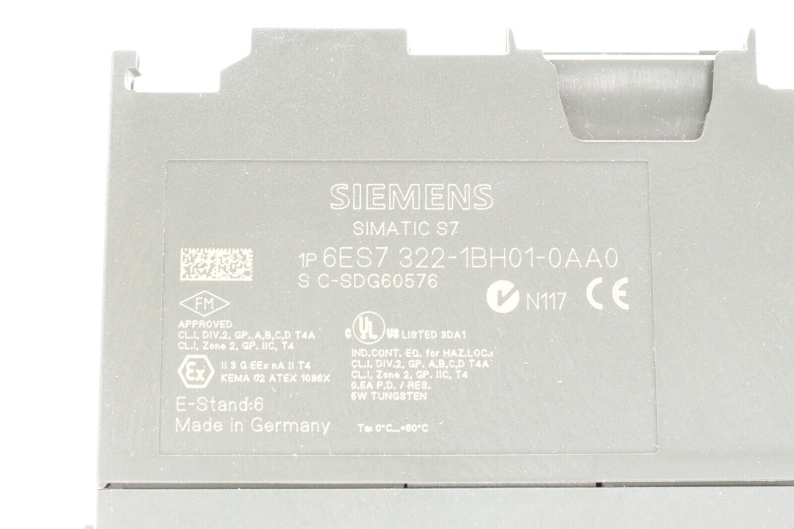 Siemens 6ES7 322-1BH01-0AA0 Simatic S7 Output Module (Broken Corner)