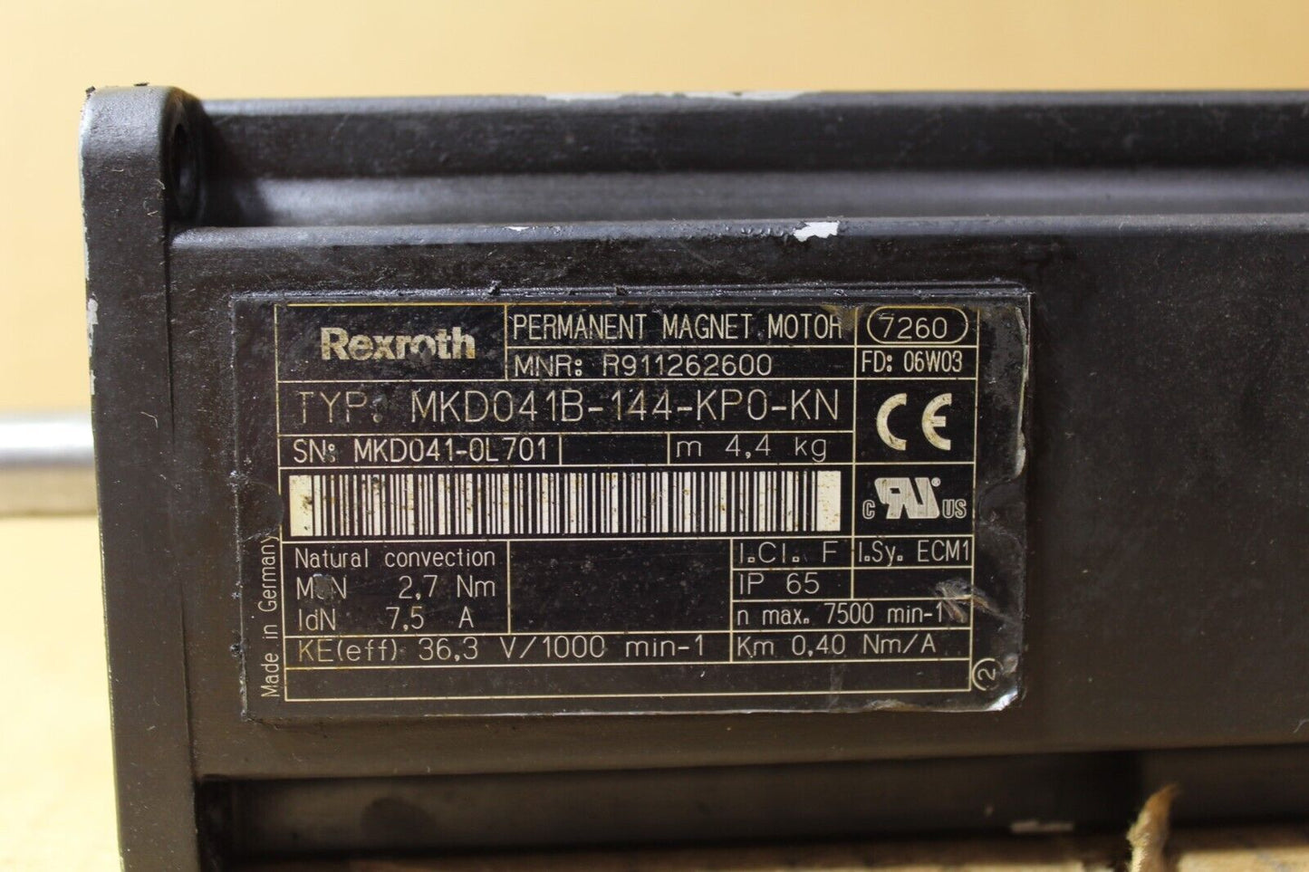 Rexroth Indramat MKD041B-144-KP0-KN Servo Motor (No Wire Harness Cover)