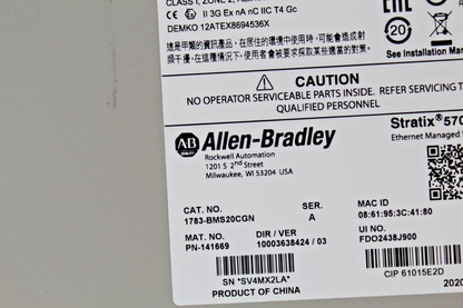 Allen-Bradley 1783-BMS20CGN Stratix 5700 Managed Ethernet Switch