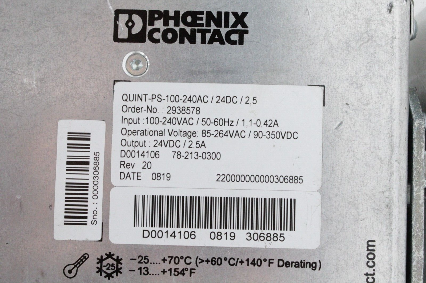 Phoenix Contact QUINT-PS-100-240AC/24DC/2.5 Power Supply
