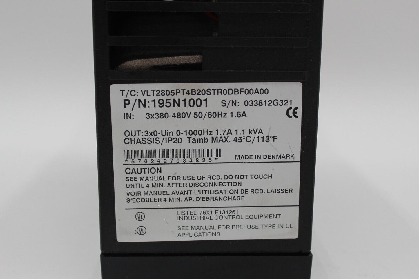 Danfoss 195N1001 VLT-2800 Variable Speed Inverter Drive *No Wire Harness *Read