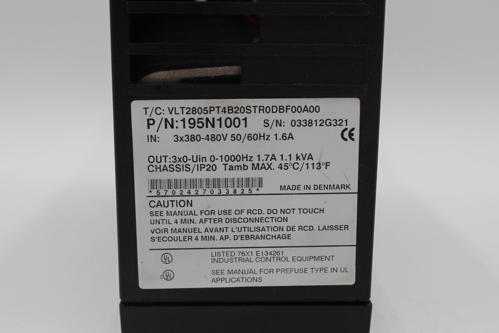 Danfoss 195N1001 VLT-2800 Variable Speed Inverter Drive *No Wire Harness *Read