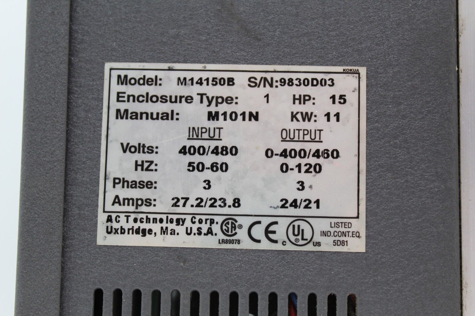 Lenze AC Tech M14150B 3-Phase Variable Speed Inverter Drive