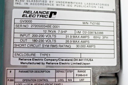 Reliance Electric GV3000 7V2150 Drive