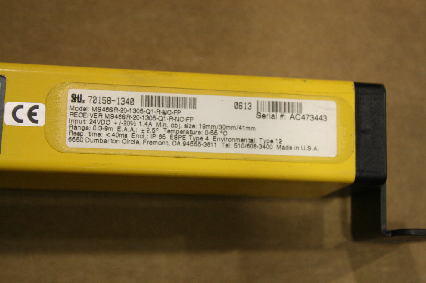 STI MS46SR-20-1305-Q1-R-NC-FP LIGHT CURTAIN RECEIVER